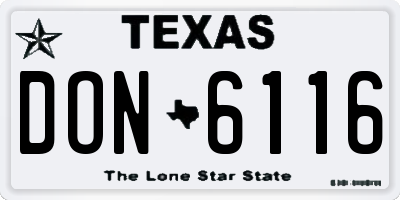 TX license plate DON6116