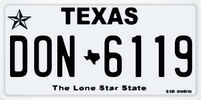 TX license plate DON6119