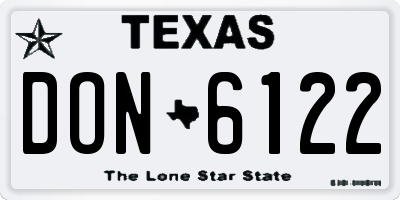 TX license plate DON6122
