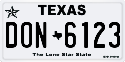 TX license plate DON6123