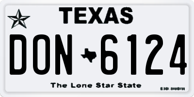 TX license plate DON6124