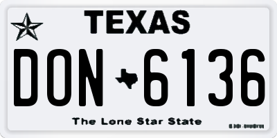 TX license plate DON6136