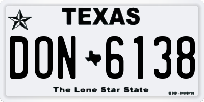 TX license plate DON6138