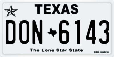 TX license plate DON6143