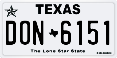 TX license plate DON6151