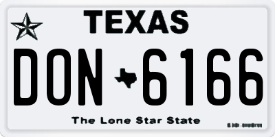 TX license plate DON6166