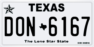 TX license plate DON6167