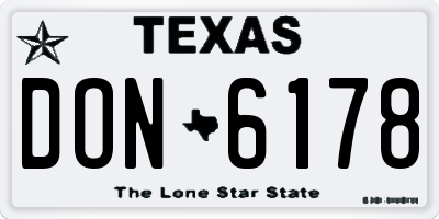 TX license plate DON6178