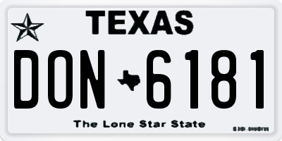 TX license plate DON6181