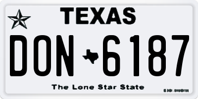 TX license plate DON6187