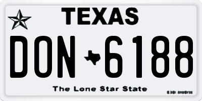 TX license plate DON6188