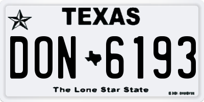 TX license plate DON6193