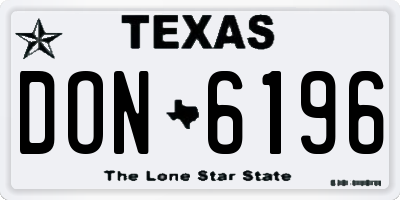 TX license plate DON6196