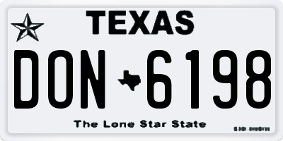 TX license plate DON6198