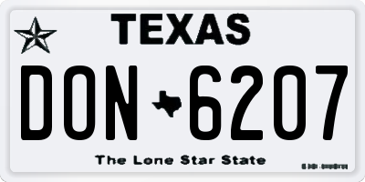 TX license plate DON6207