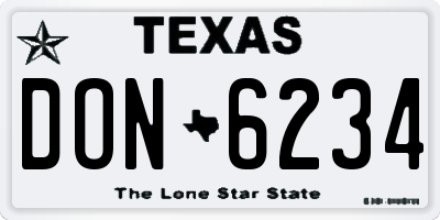 TX license plate DON6234
