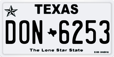 TX license plate DON6253