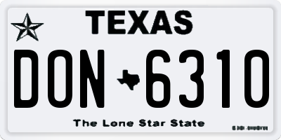 TX license plate DON6310