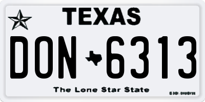 TX license plate DON6313