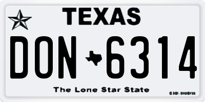TX license plate DON6314