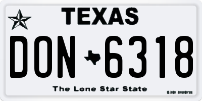 TX license plate DON6318