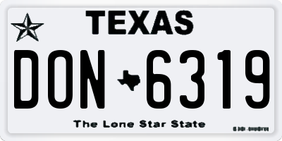 TX license plate DON6319