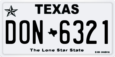 TX license plate DON6321