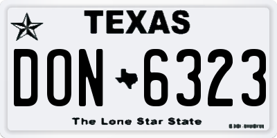 TX license plate DON6323