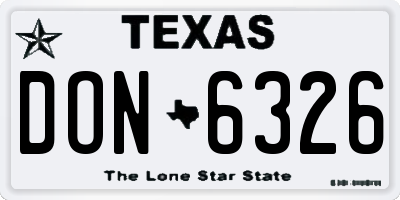 TX license plate DON6326