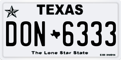 TX license plate DON6333