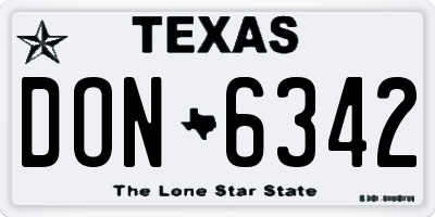 TX license plate DON6342