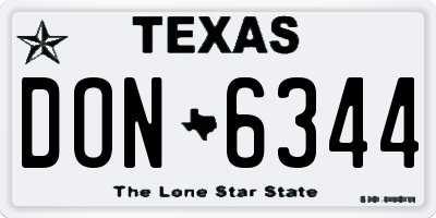TX license plate DON6344
