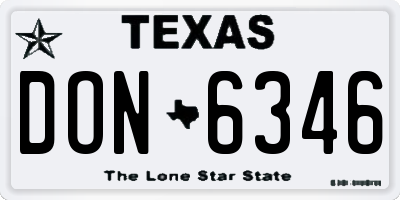 TX license plate DON6346
