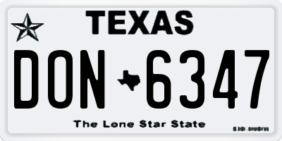 TX license plate DON6347