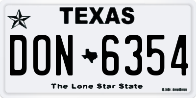 TX license plate DON6354