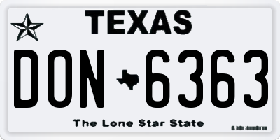 TX license plate DON6363