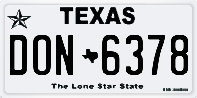 TX license plate DON6378