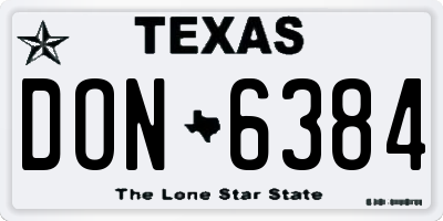 TX license plate DON6384