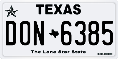 TX license plate DON6385