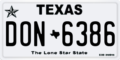 TX license plate DON6386