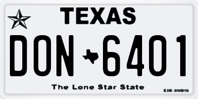 TX license plate DON6401