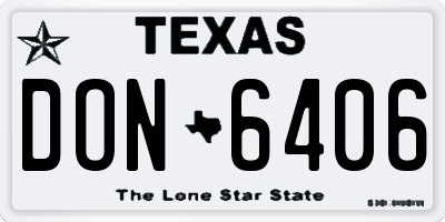 TX license plate DON6406