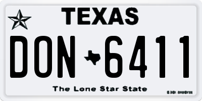 TX license plate DON6411