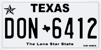 TX license plate DON6412