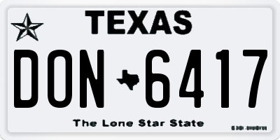 TX license plate DON6417