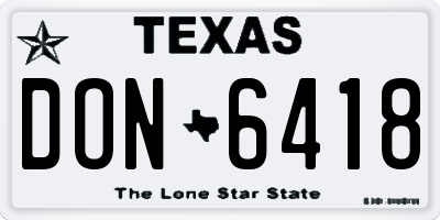 TX license plate DON6418