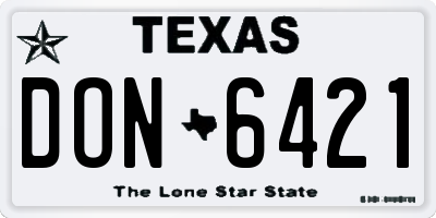 TX license plate DON6421