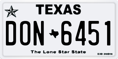 TX license plate DON6451