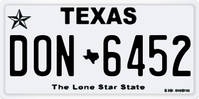 TX license plate DON6452