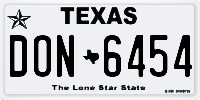 TX license plate DON6454
